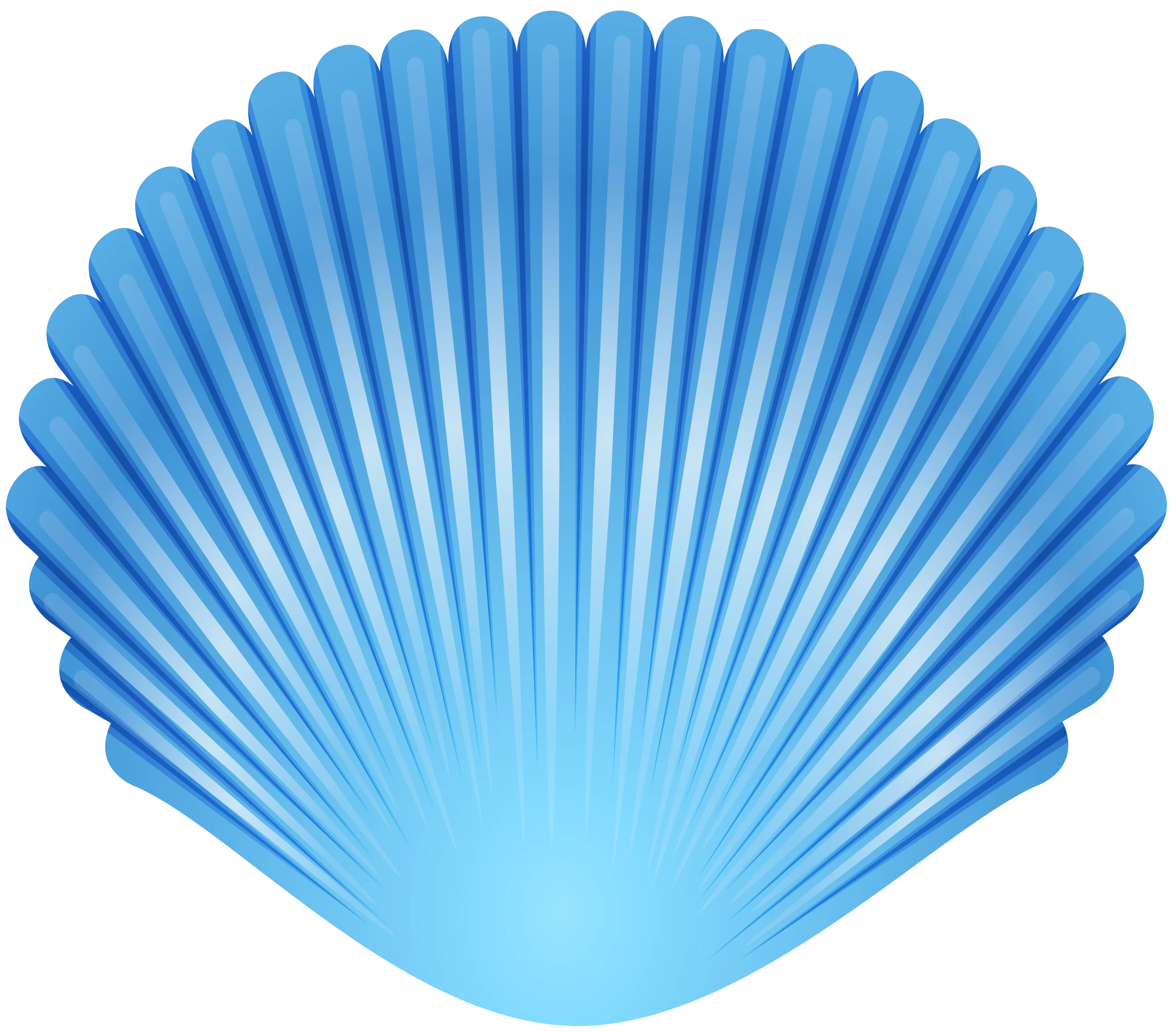 Elegant Azure Blue Scallop Seashell Clipart - Smooth Ocean-Inspired Graphic Design Element