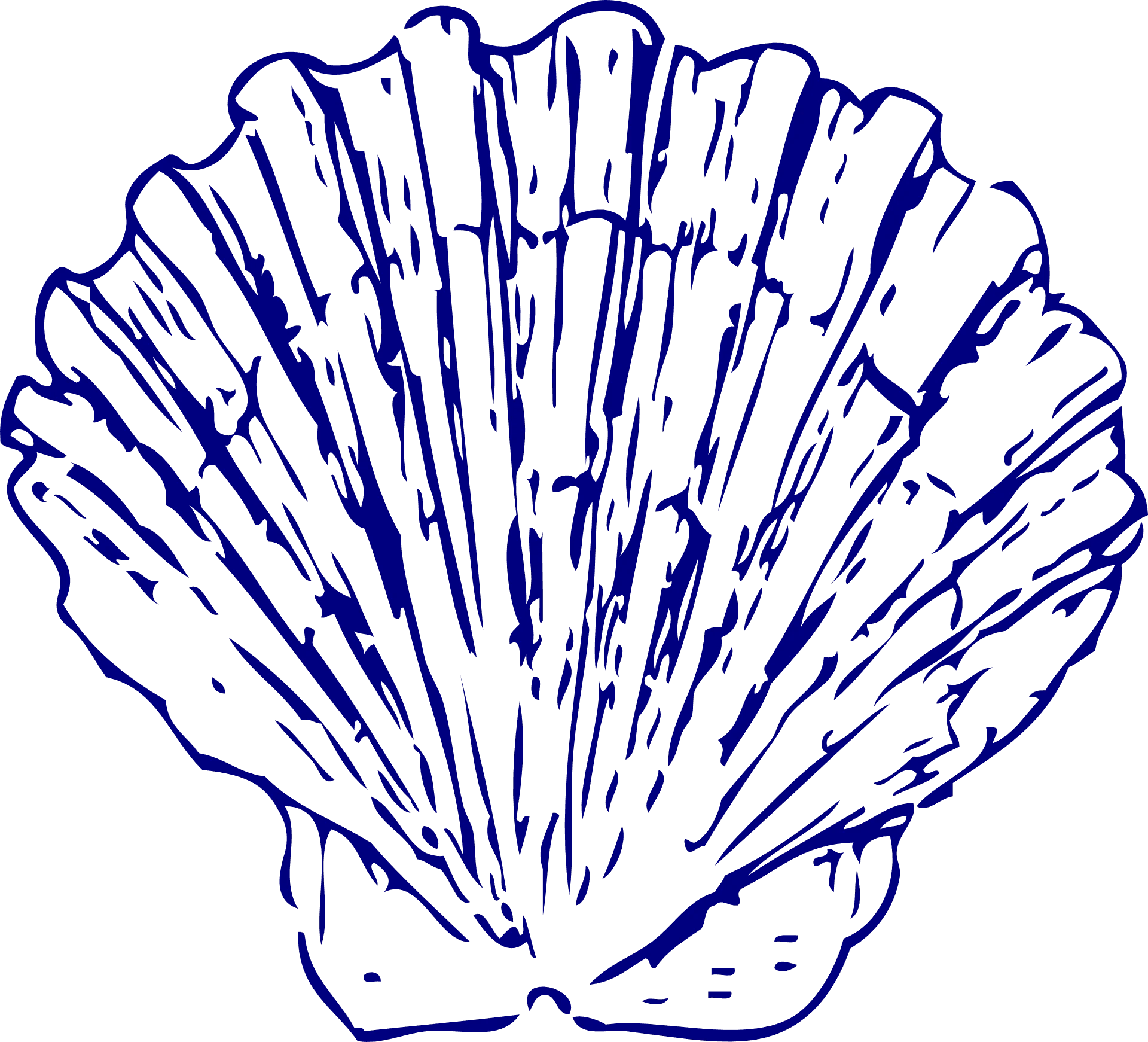 Elegant Blue Nautical Seashell Clipart - Delicate Marine Illustration Design