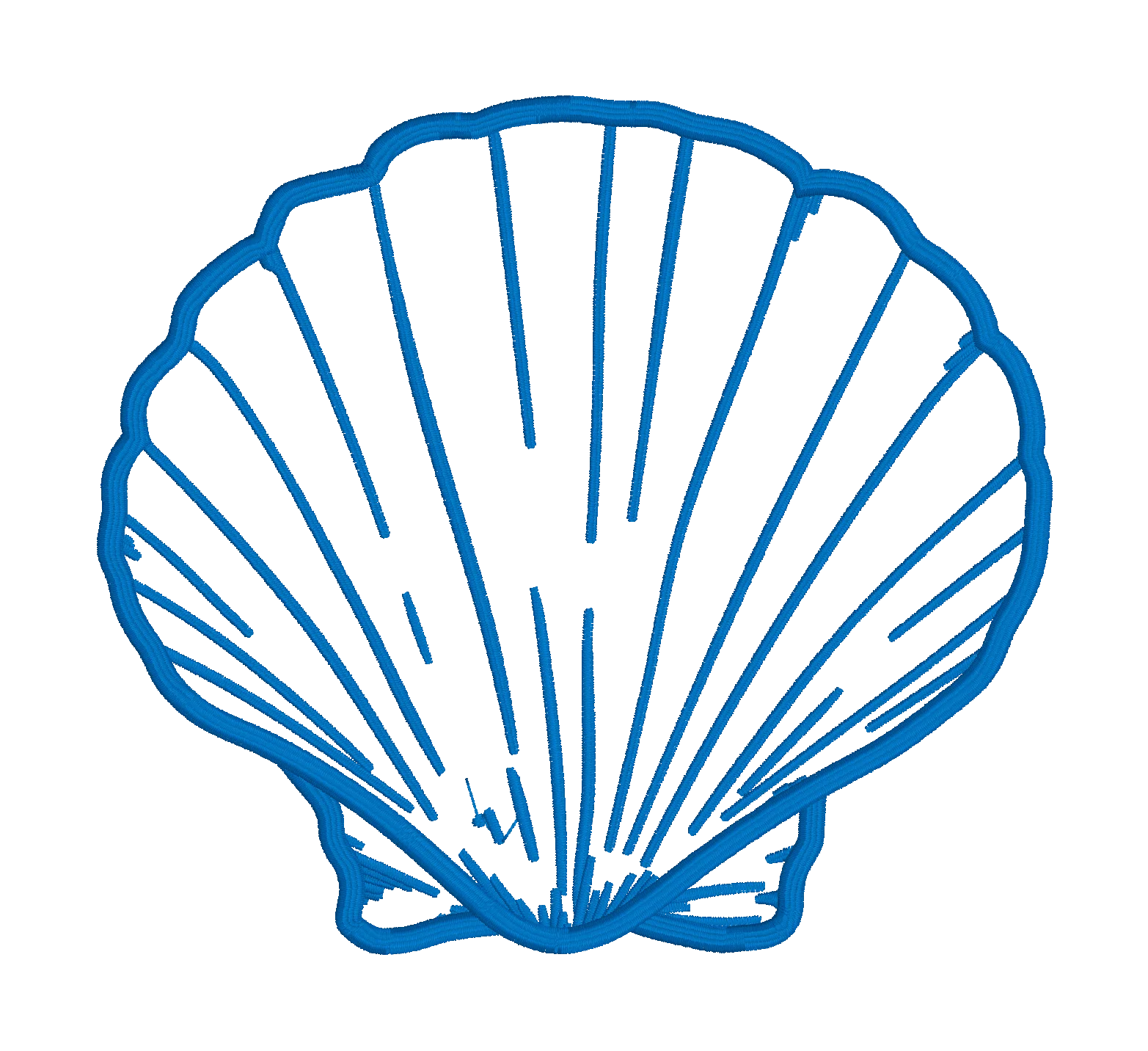 Elegant Blue Scallop Shell Outline Clipart - Minimalist Marine Design Illustration