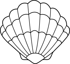 Elegant Geometric Seashell Outline Clipart - Clean Scallop Shell Design