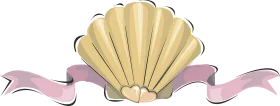 Elegant Golden Seashell with Soft Pink Ribbon Vintage Style Clipart Design