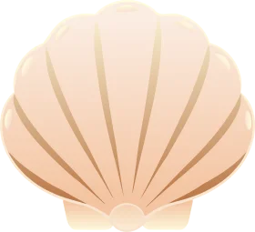 Elegant Pastel Seashell Clipart - Soft Peach Scallop Shell Illustration