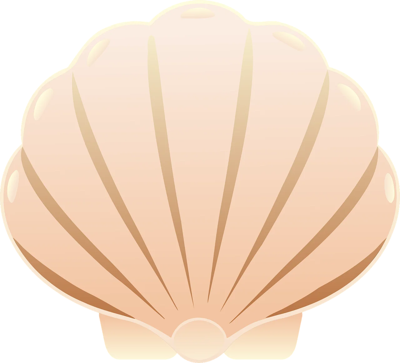 Elegant Pastel Seashell Clipart - Soft Peach Scallop Shell Illustration