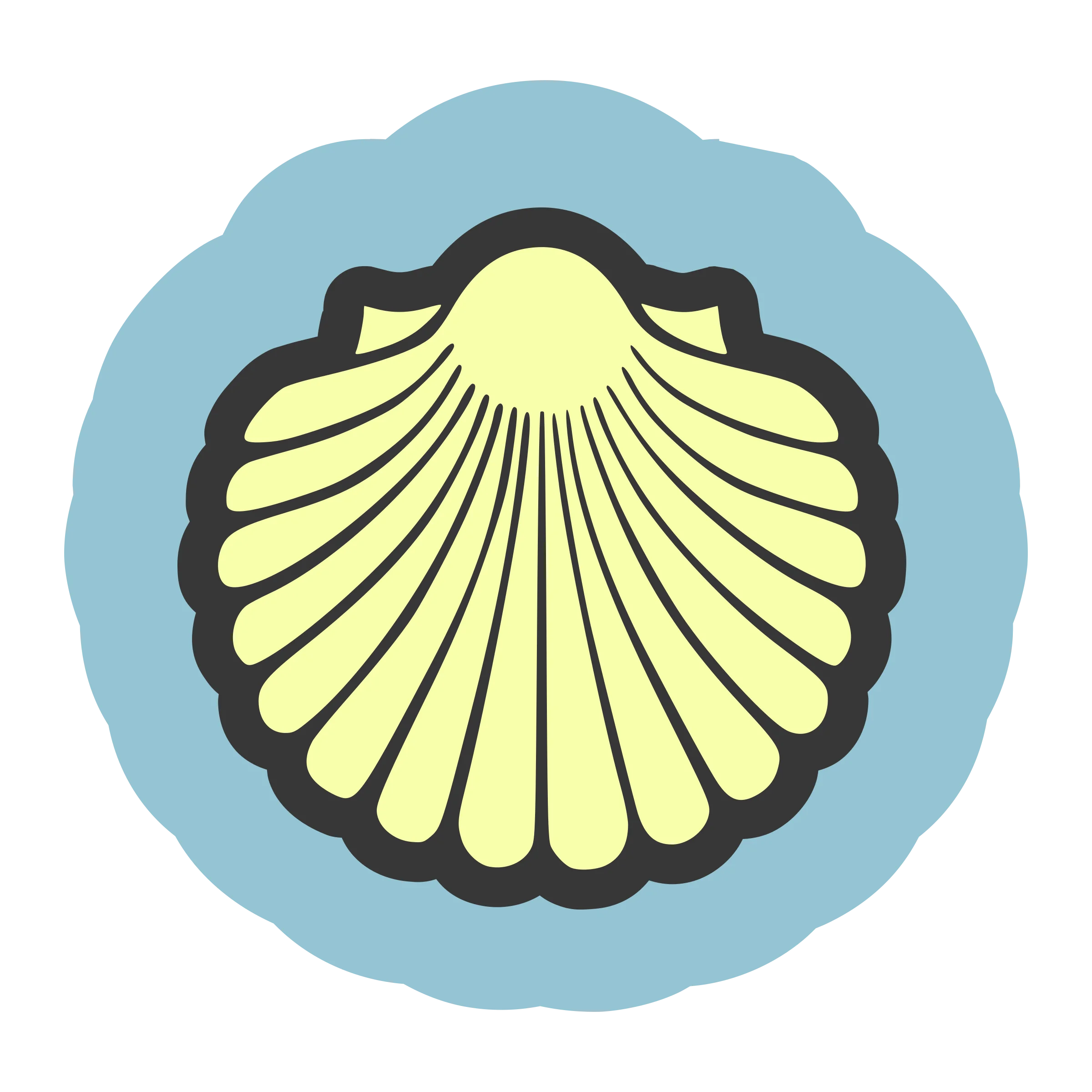 Elegant Pastel Yellow Seashell Clipart with Soft Blue Background Design