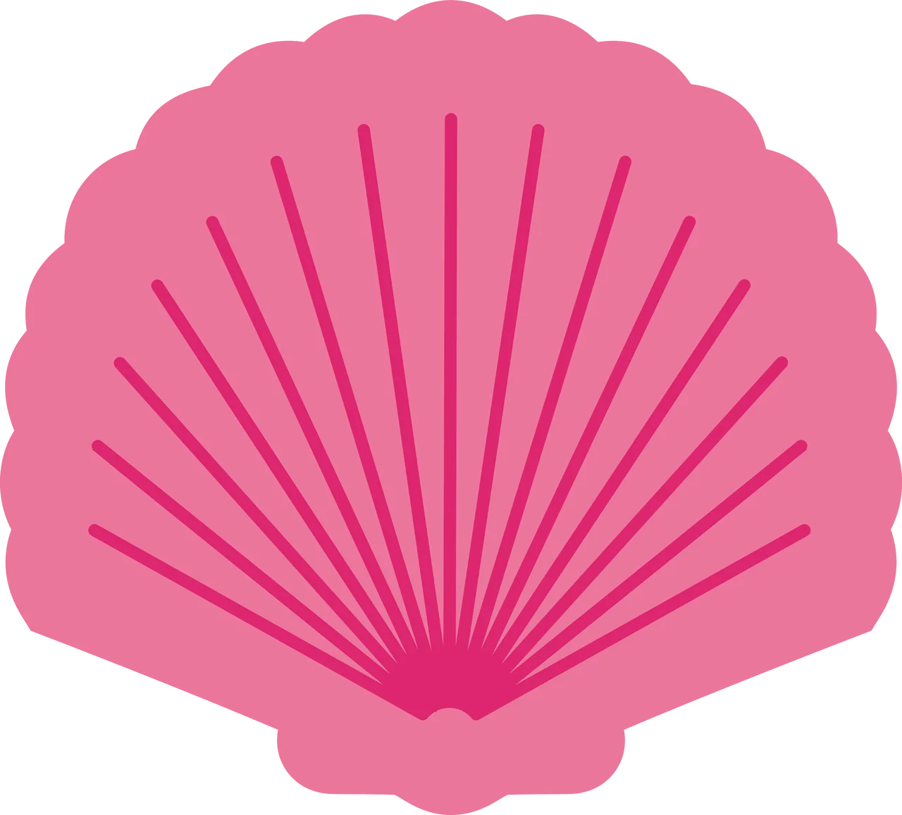 Elegant Pink Scallop Shell Silhouette Graphic Clipart Design Element