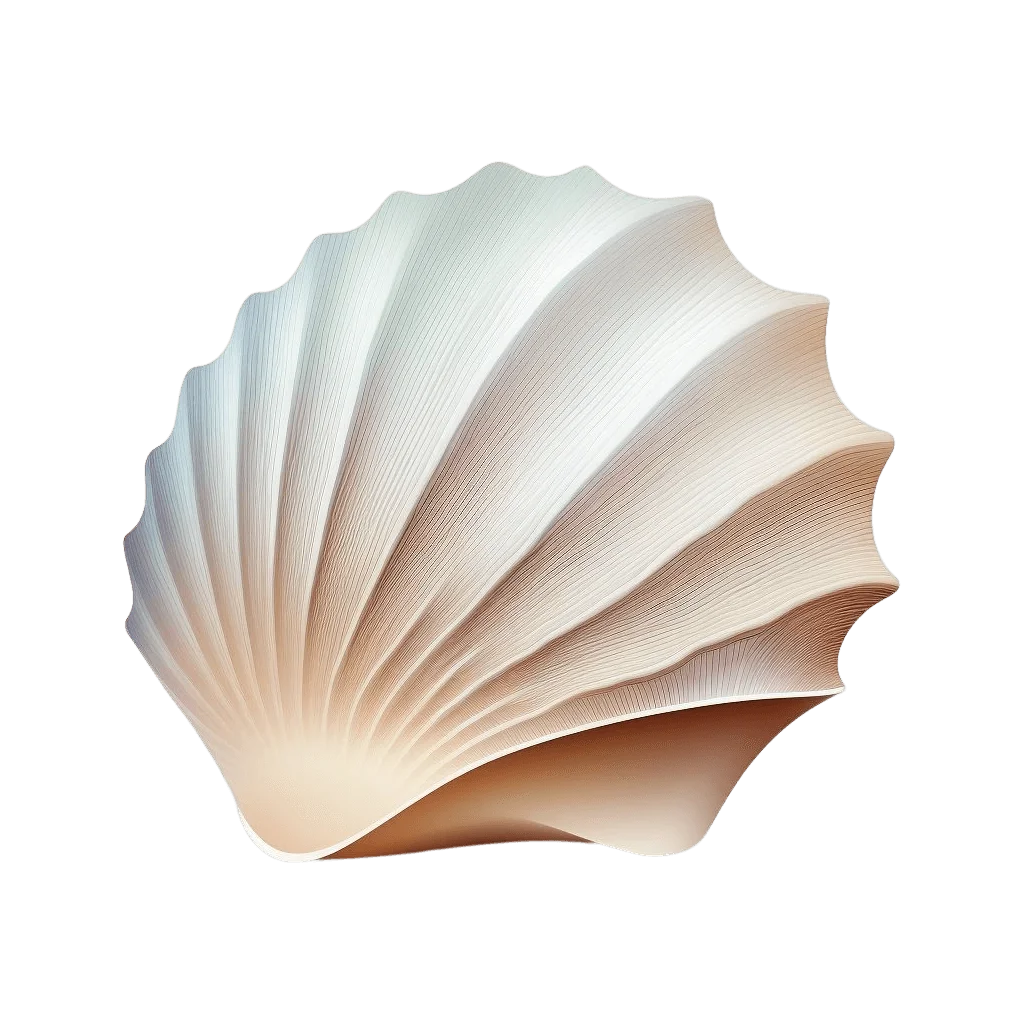 Elegant Seashell Clipart with Soft Gradient and Sculptural Pleated Design