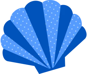 Ocean's Treasure: Stylish Blue Polka Dot Seashell Clipart Design Element