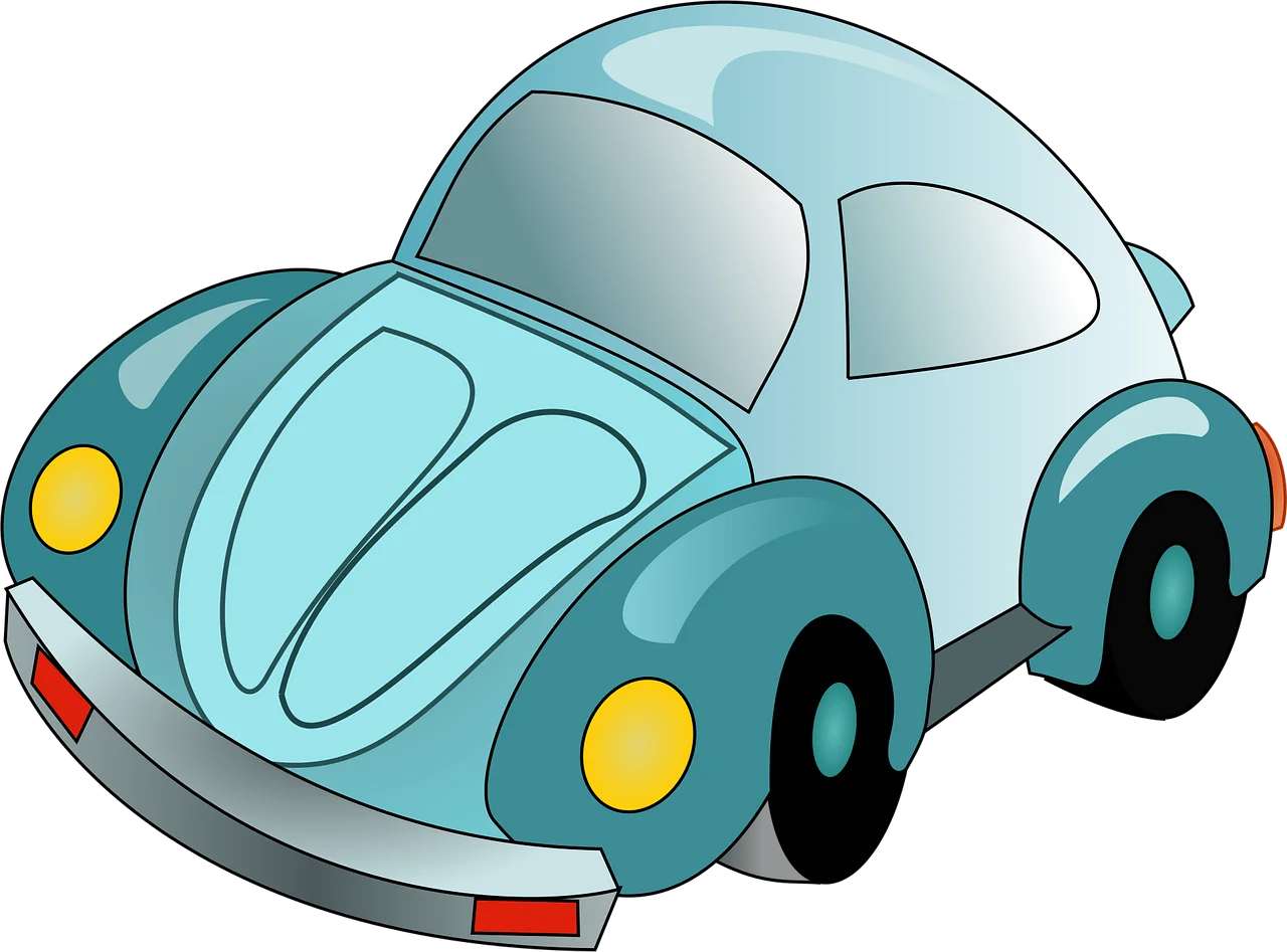 Adorable Vintage Volkswagen Beetle Car Cartoon Clipart Illustration