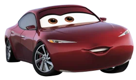 Animated Red Sports Car Clipart Character with Expressive Cartoon Eyes