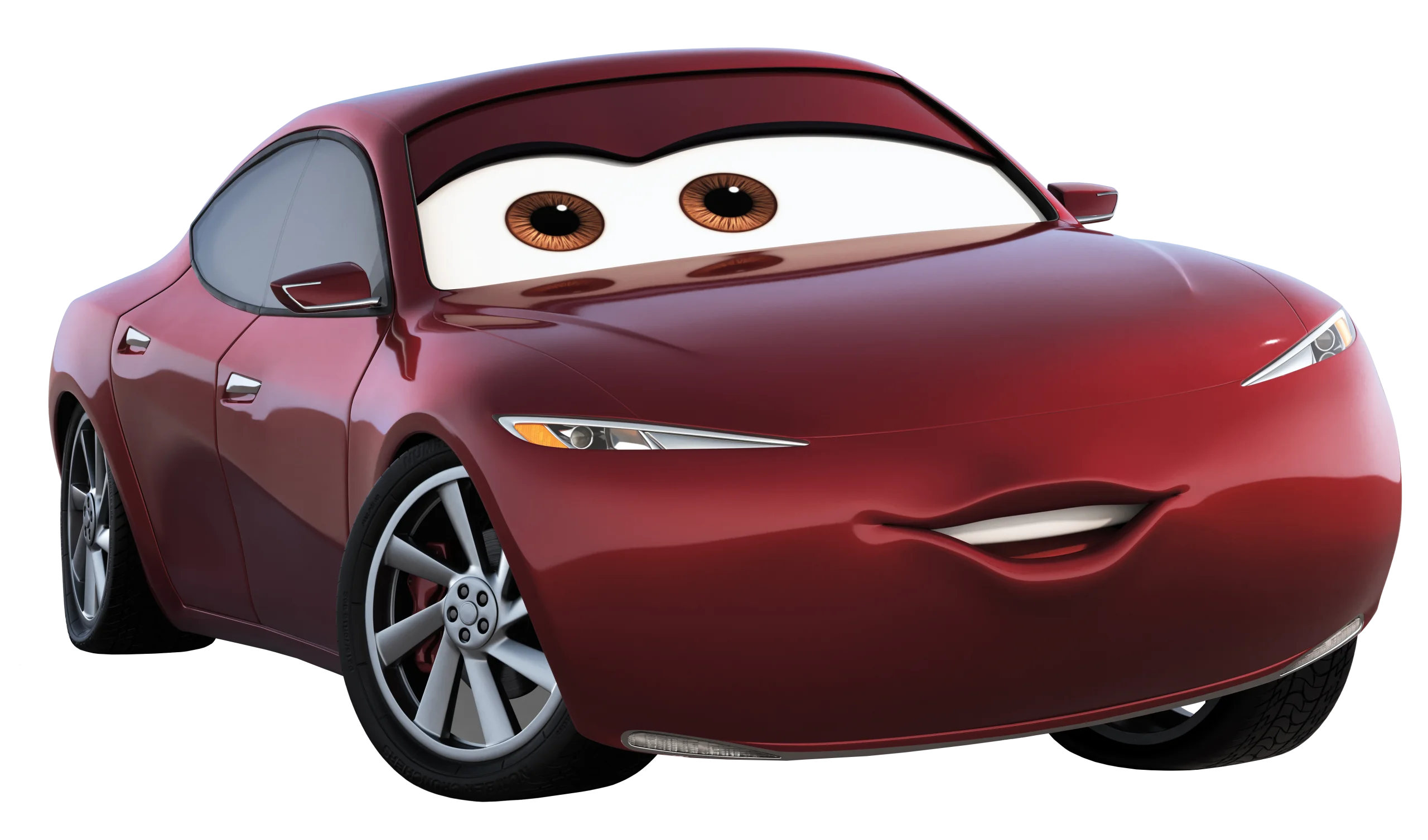 Animated Red Sports Car Clipart Character with Expressive Cartoon Eyes