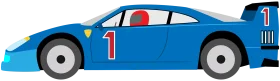 Blue Racing Car Number One Cartoon Style Simple Motorsport Clipart Illustration