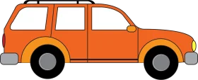 Bright Orange SUV Side View Cartoon-Style Automotive Clipart Illustration