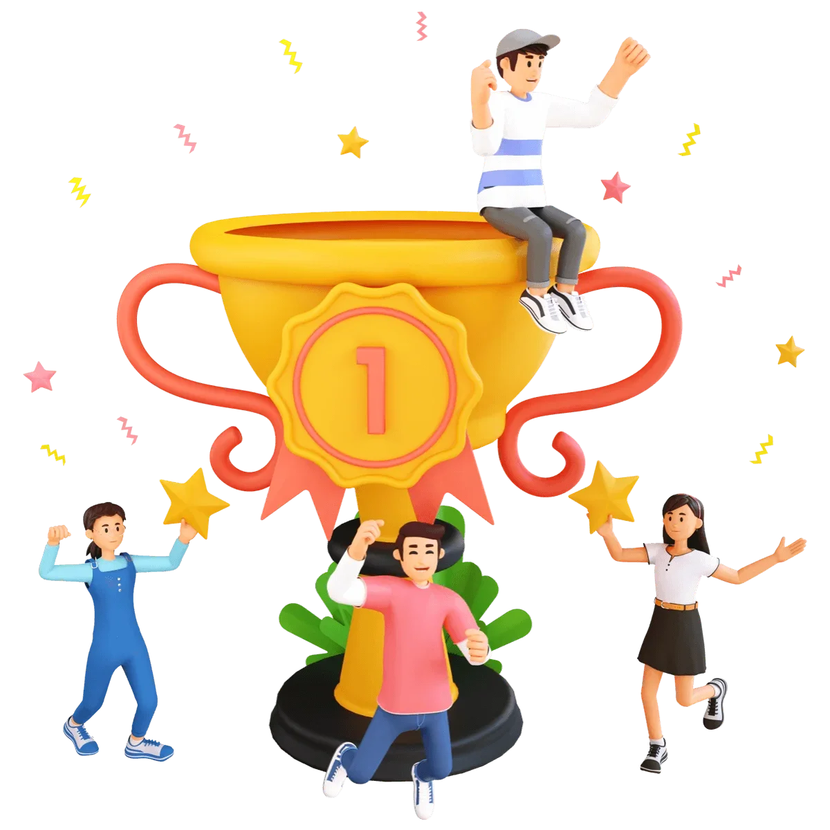 Champion Success: Celebrating Top Performers Achievement Clipart Illustration