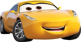 Cheerful Yellow Anthropomorphic Car Clipart with Expressive Cartoon Face