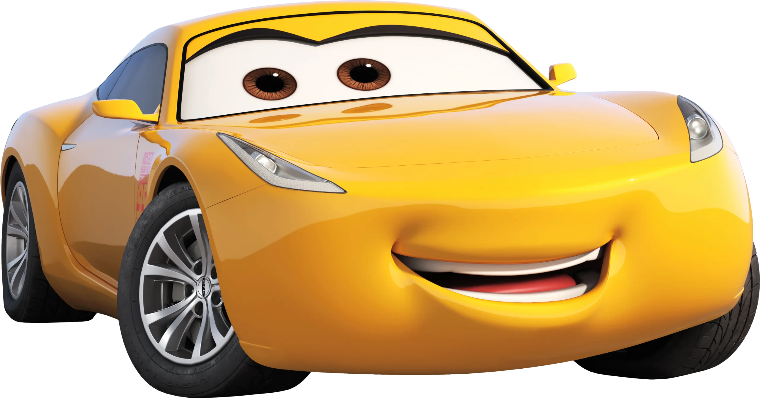 Cheerful Yellow Anthropomorphic Car Clipart with Expressive Cartoon Face