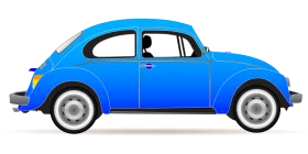 Classic Blue Volkswagen Beetle Vintage Automotive Clipart Design