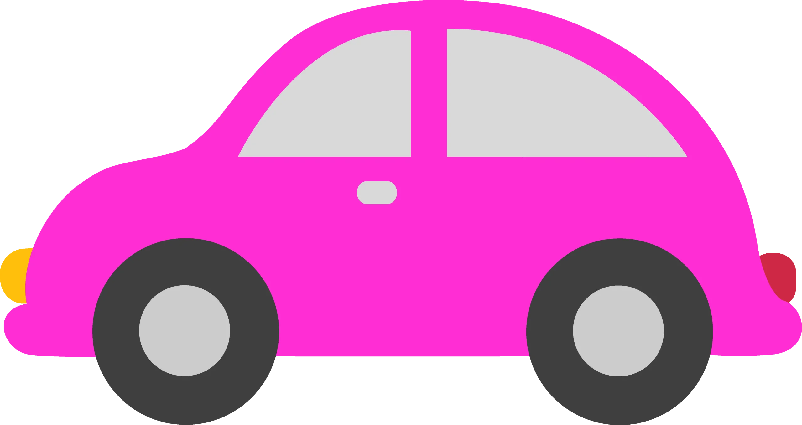 Cute Pink Beetle-Style Compact Car Cartoon Clipart Design for Kids