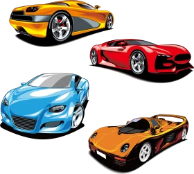 Dynamic Sports Car Collection Clipart Showcasing High-Performance Automotive Design