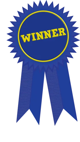 Elegant Blue Ribbon Winner Award Clipart Design with Jagged Edges