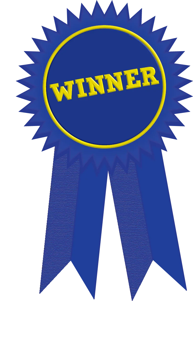 Elegant Blue Ribbon Winner Award Clipart Design with Jagged Edges