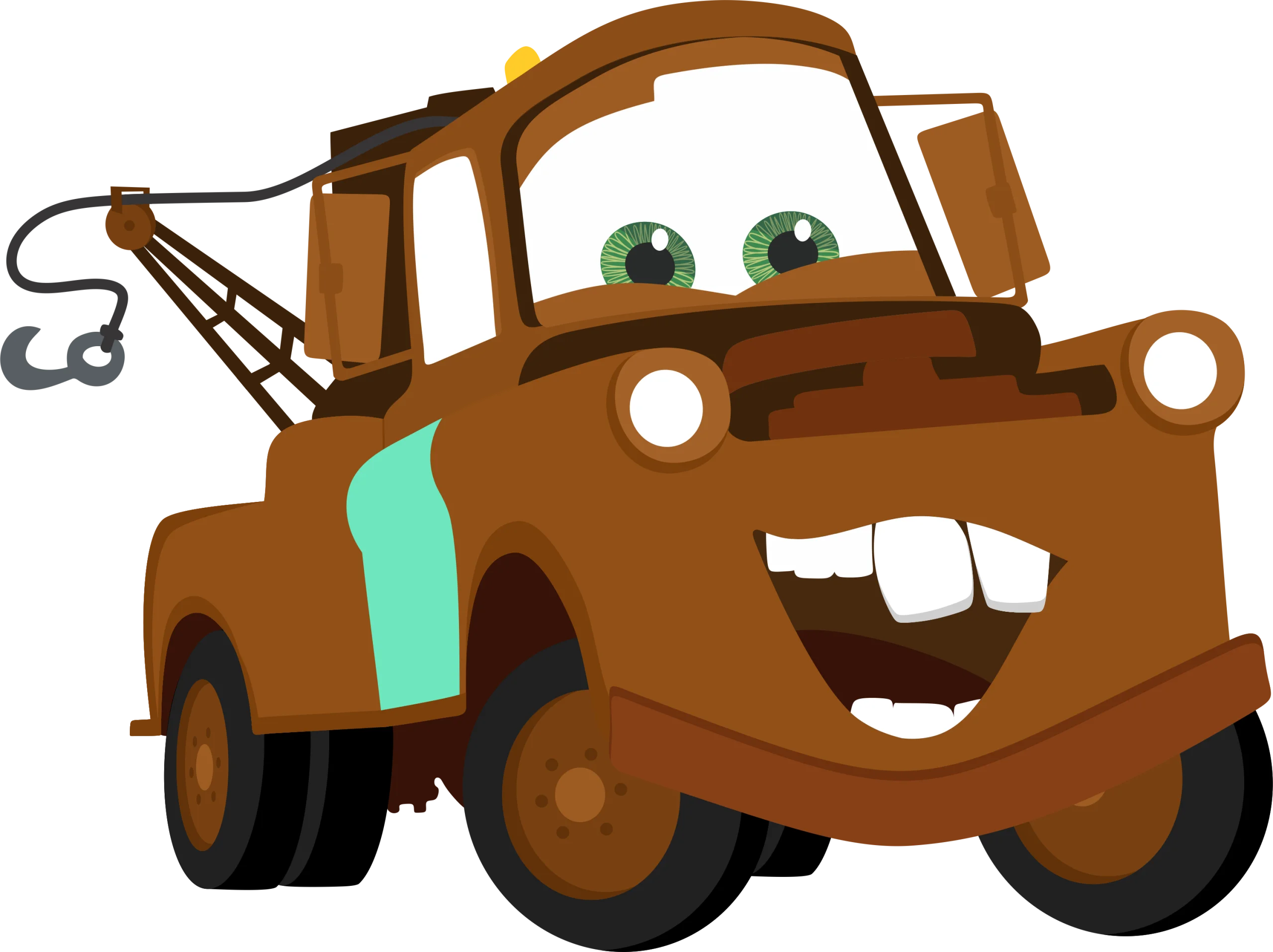 Friendly Tow Truck Mascot with Comical Grin Cartoon Clipart Design