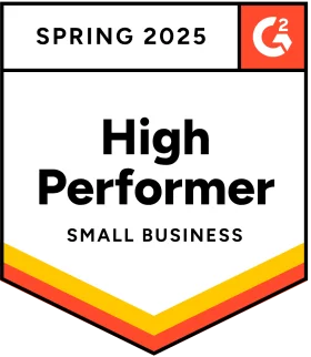 G2 Spring 2025 High Performer Small Business Award Clipart Badge Design