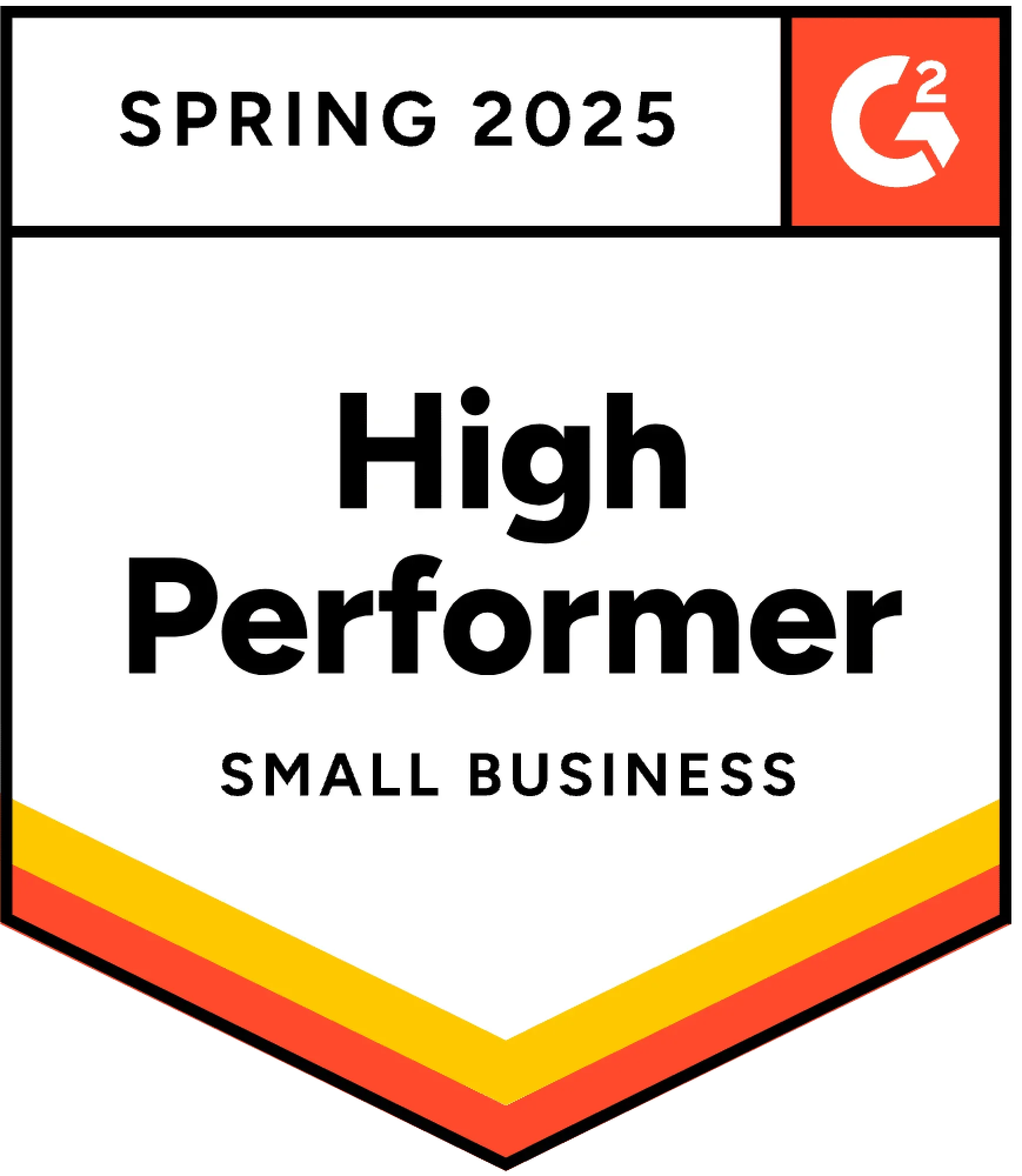 G2 Spring 2025 High Performer Small Business Award Clipart Badge Design