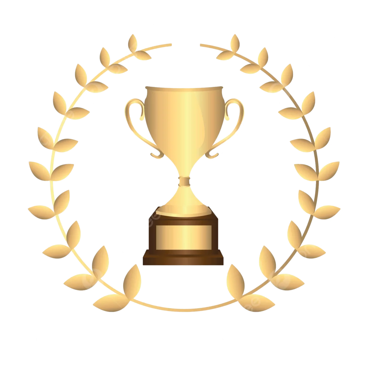 Golden Champion Trophy with Laurel Wreath Achievement Clipart Design