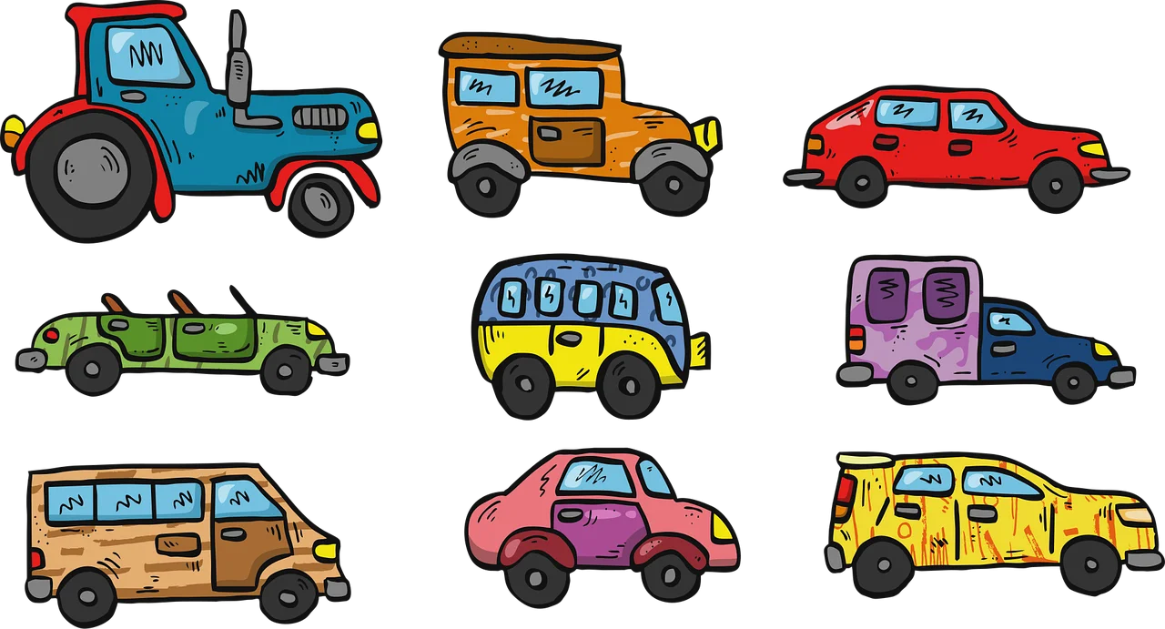 Playful Transportation Collection: Diverse Vehicles Clipart Illustration