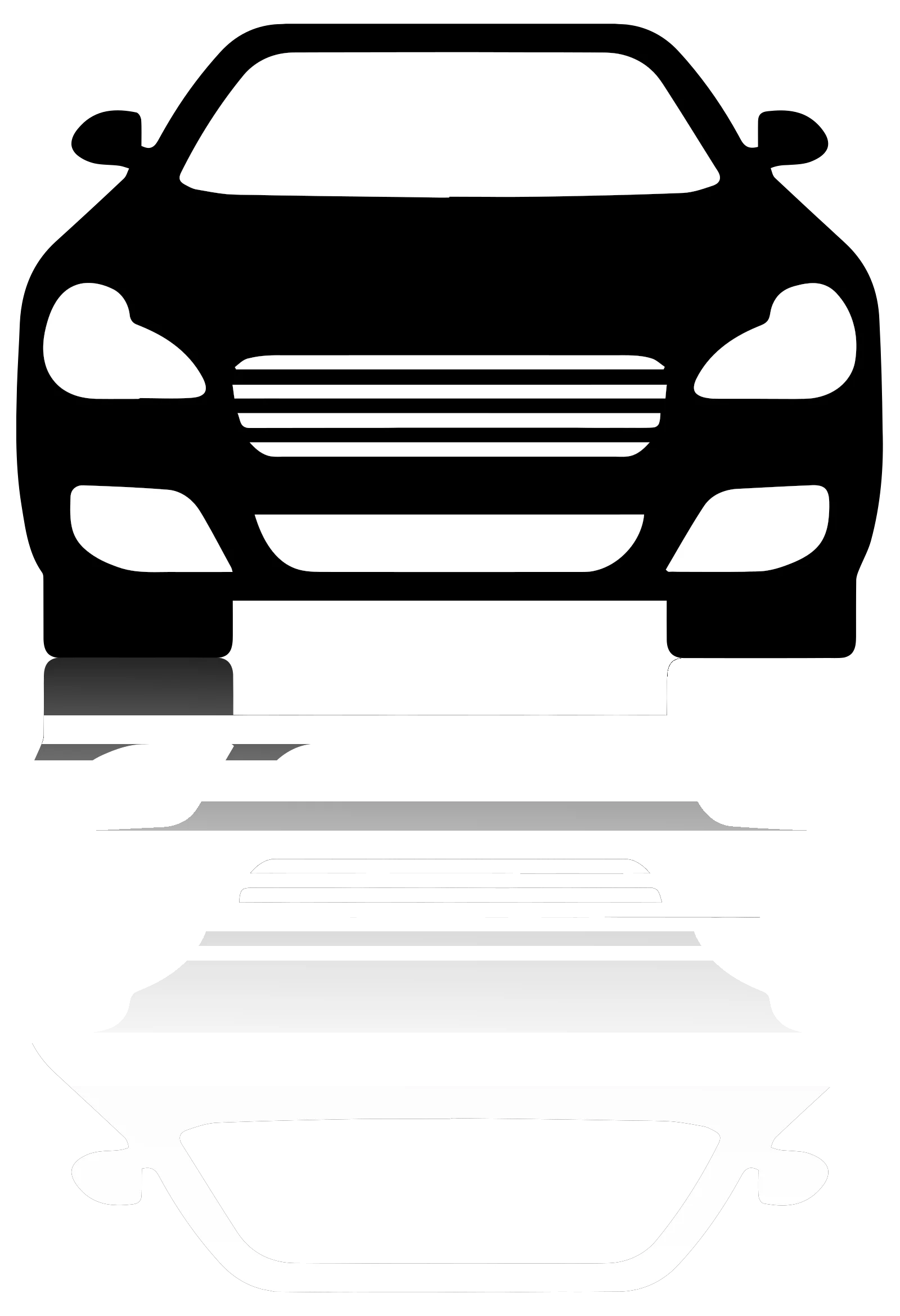 Sleek Front View Automotive Silhouette Clipart - Modern Car Design Outline