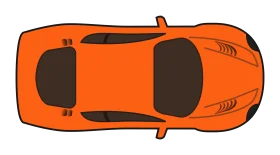 Sleek Sports Car Top-Down View Orange Automotive Clipart Design