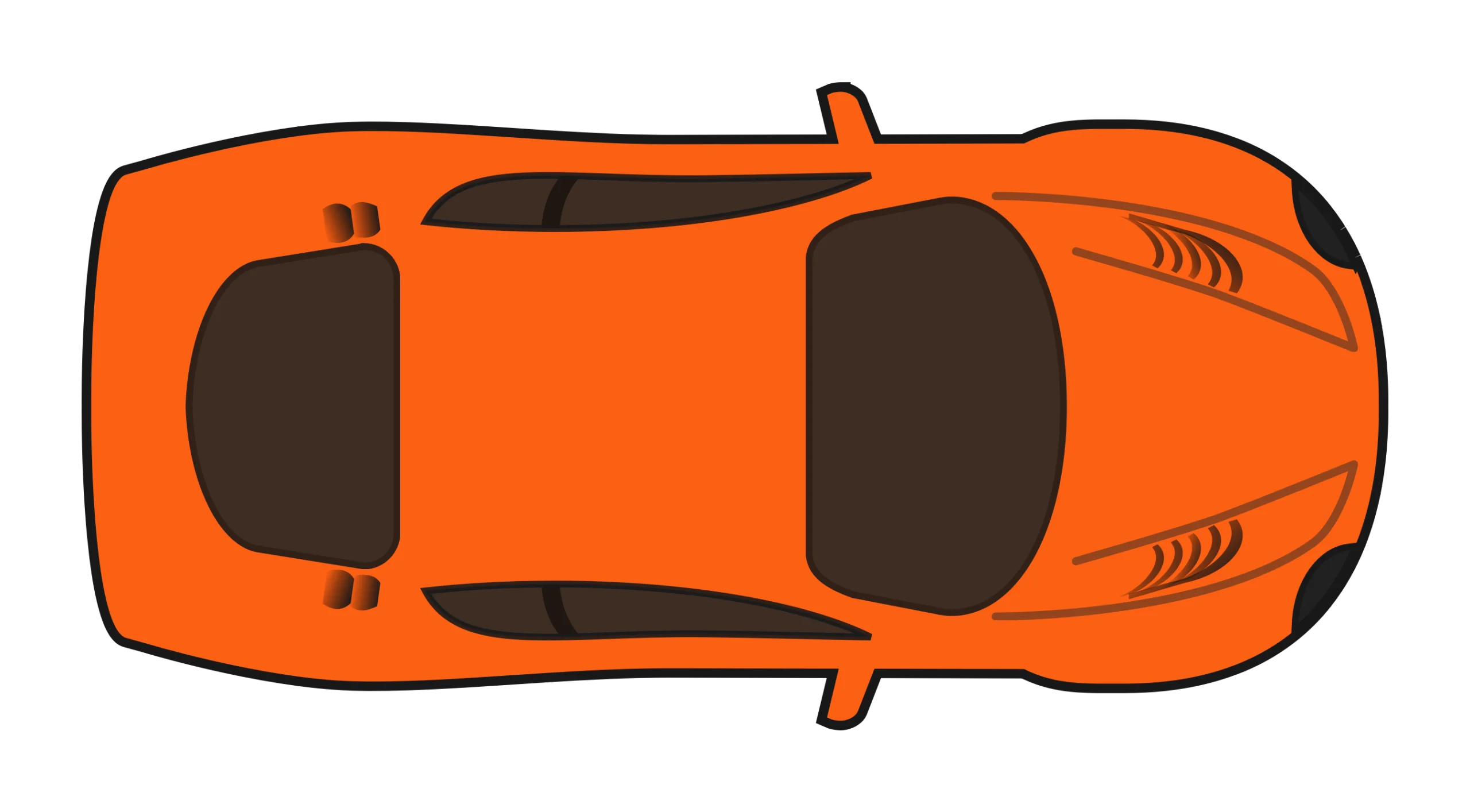 Sleek Sports Car Top-Down View Orange Automotive Clipart Design