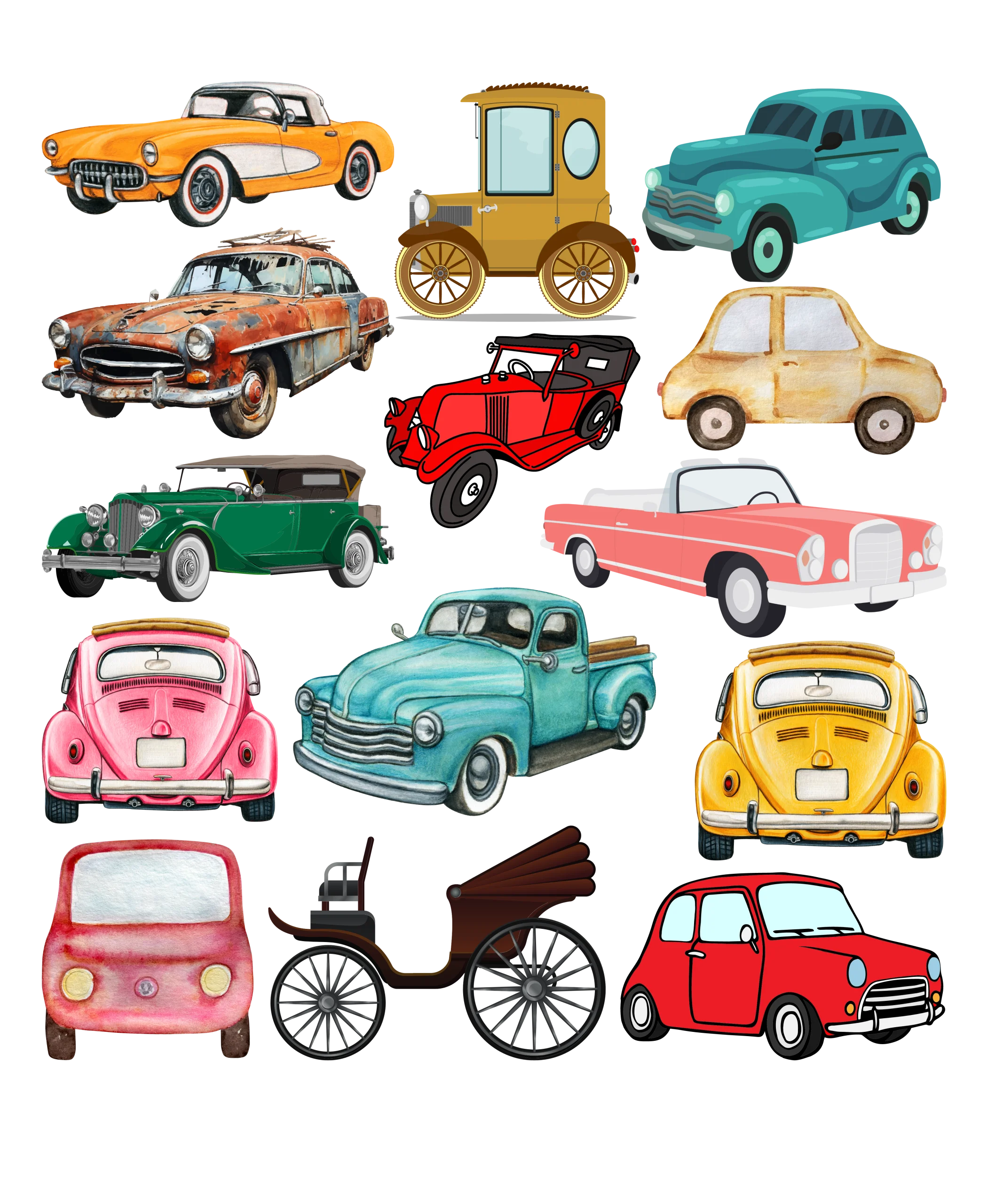 Vintage and Classic Automotive Clipart Collection: A Journey Through Automotive History