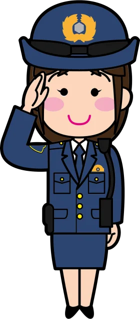 Cheerful Female Police Officer Saluting in Cartoon Clipart Style