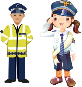 Cheerful Police Officers Clipart: Friendly Community Helpers in Uniform