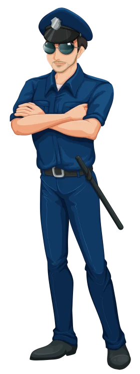 Confident Law Enforcement Professional Standing Bold Cartoon Police Officer Clipart