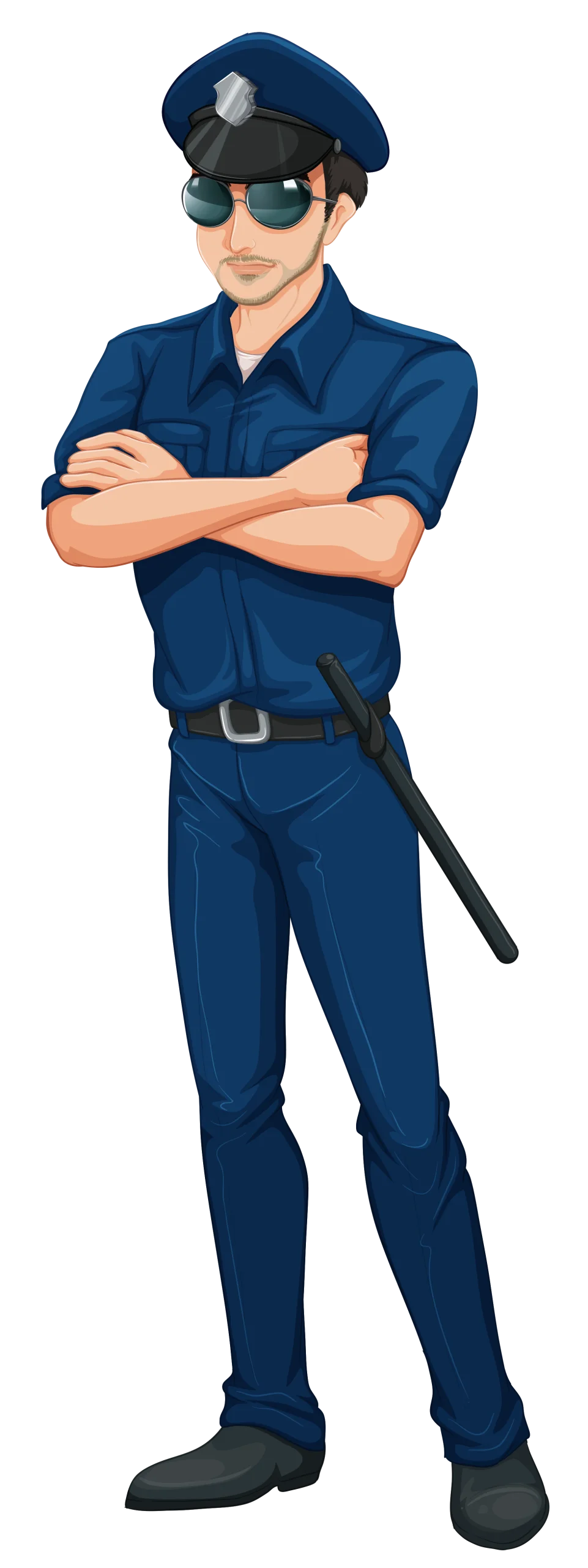 Confident Law Enforcement Professional Standing Bold Cartoon Police Officer Clipart