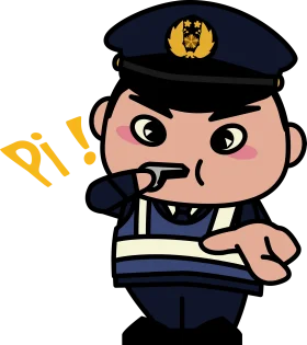 Cute Cartoon Police Officer Clipart Blowing Whistle in Official Uniform