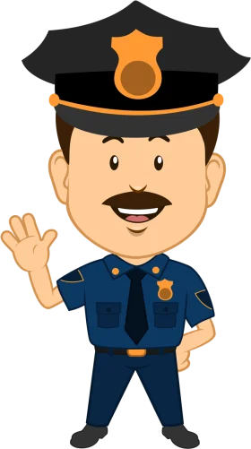 Friendly Cartoon Police Officer Clipart: Community Helper in Professional Uniform