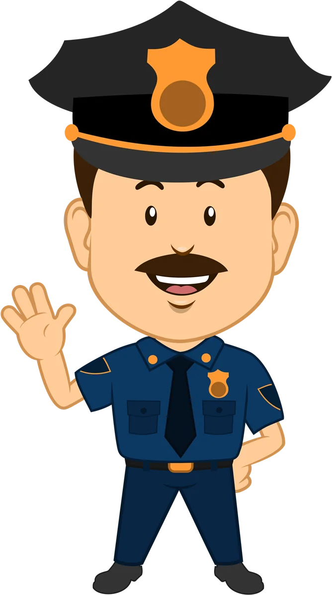 Friendly Cartoon Police Officer Clipart: Community Helper in Professional Uniform