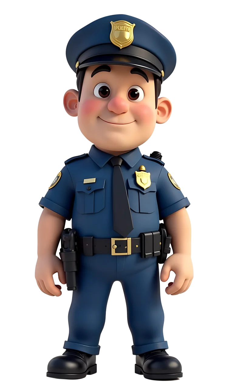 Friendly Cartoon Police Officer Clipart - Community Safety Illustration