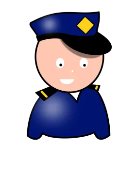 Friendly Cartoon Police Officer Clipart with Cheerful Smile and Blue Uniform