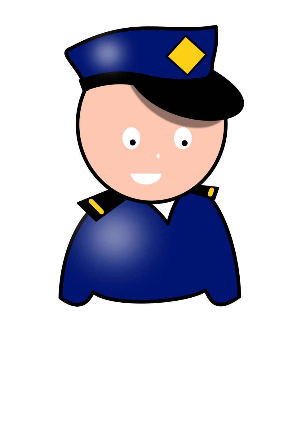 Friendly Cartoon Police Officer Clipart with Cheerful Smile and Blue Uniform