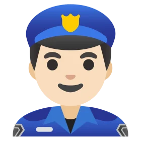 Friendly Police Officer Emoji Style Clipart Illustration with Blue Uniform