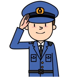 Friendly Police Officer Saluting in Crisp Blue Uniform Cartoon Clipart Illustration