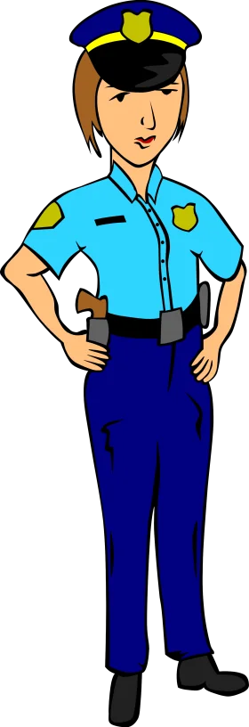 Professional Female Police Officer Standing Confidently in Uniform Clipart Illustration
