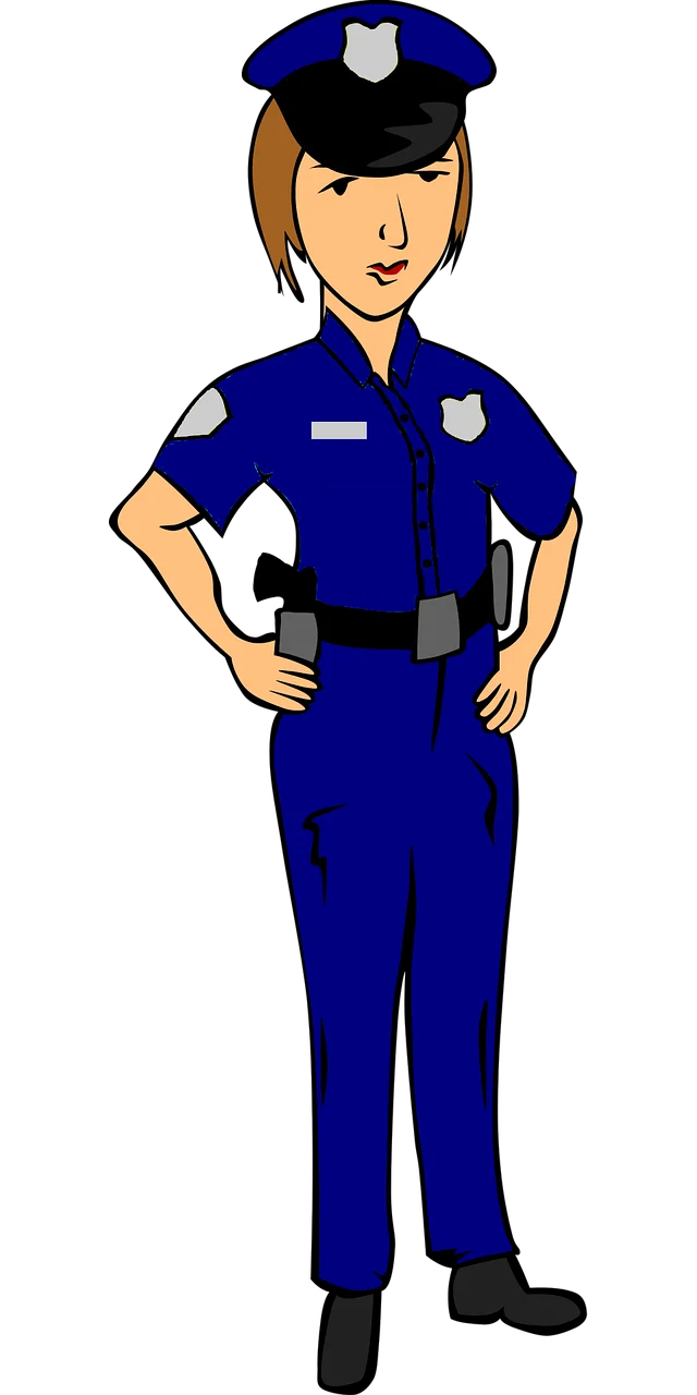 Professional Law Enforcement Officer Clipart Illustration in Blue Uniform
