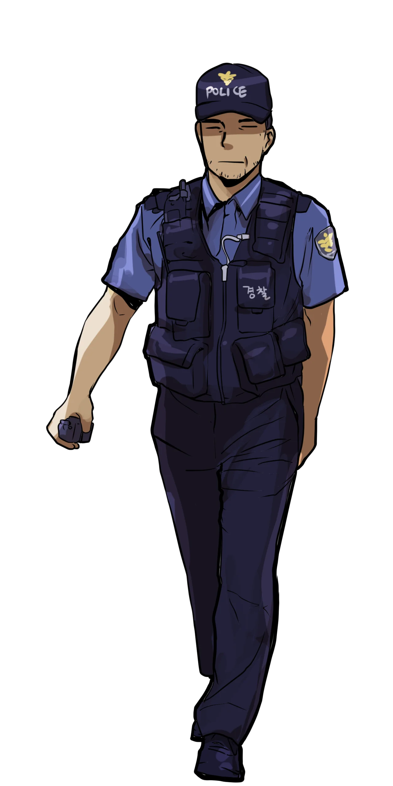 Professional Law Enforcement Officer Clipart Illustration in Full Uniform