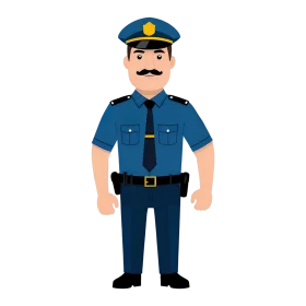 Professional Law Enforcement Officer Friendly Cartoon Clipart Illustration