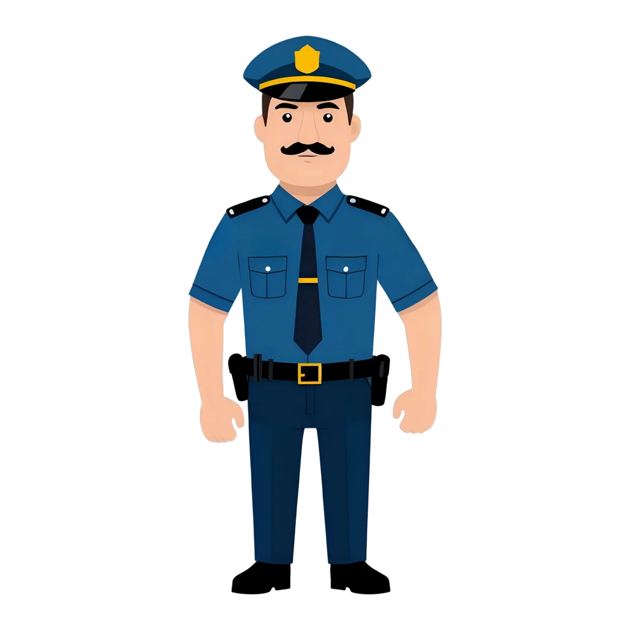 Professional Law Enforcement Officer Friendly Cartoon Clipart Illustration